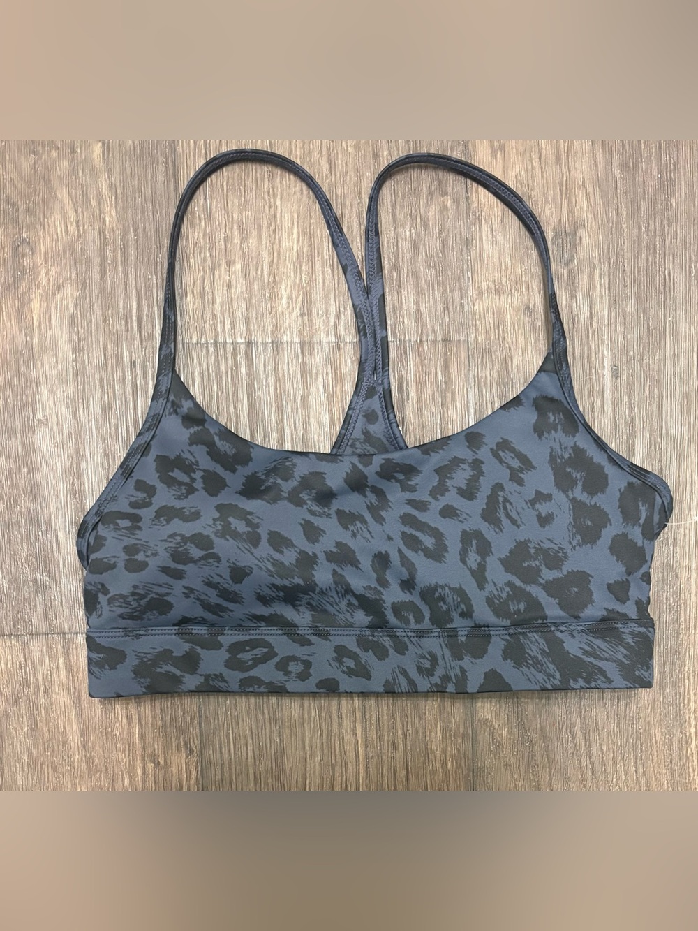 Lilybod Blue Leopard Sports Bra Strappy Back Medium Workout